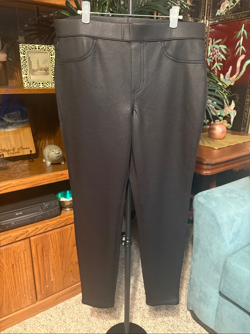 Black Faux-Leather Slim Fit Pants
